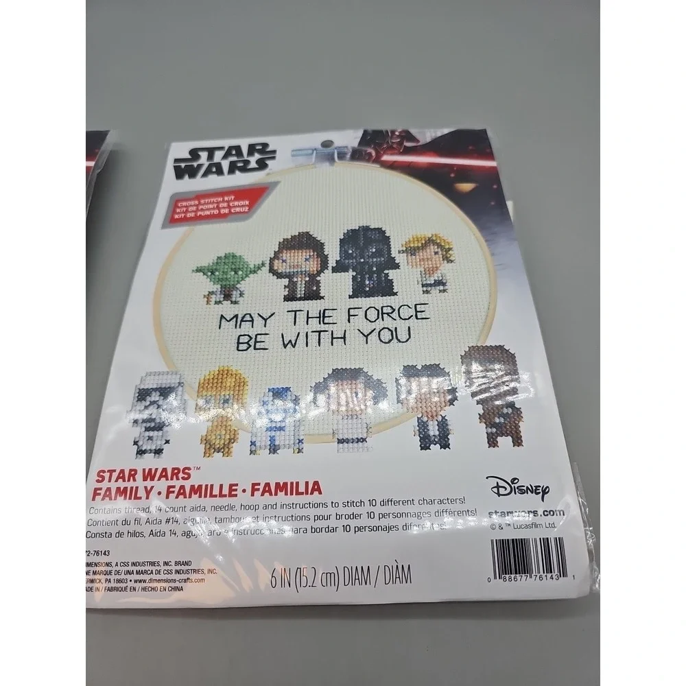Dimensions Star Wars Family Counted Cross Stitch Hoop Kit Lot Of 2 New